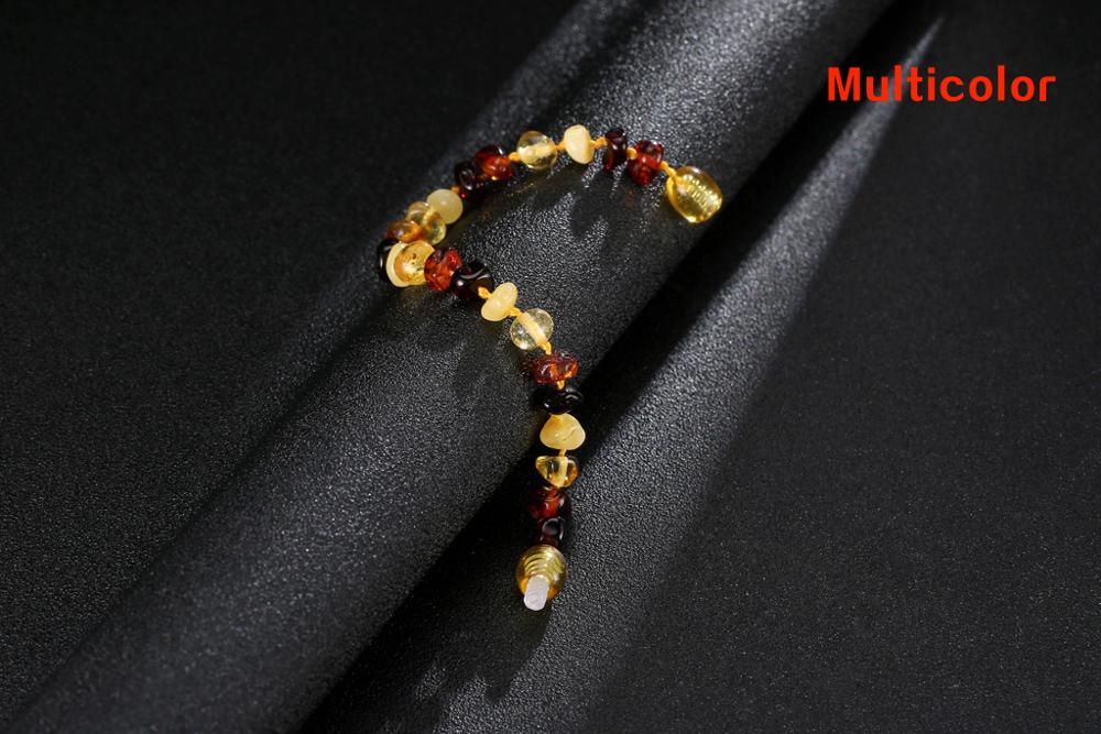 Baltic Amber Teething Bracelet/Anklet for Baby - Simple Package - 10 Colors - 4 Sizes - Lab Tested